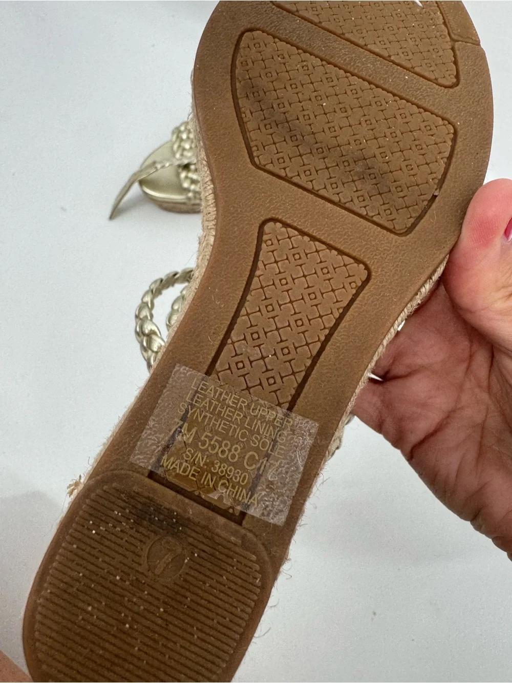Tory Burch Braided Gold Espadrille Wedge Sandals Size 7M